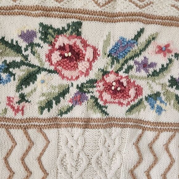 Beldoch Petites Vintage Knit Floral Turtleneck Sweater Size‎ Small - Picture 2 of 8